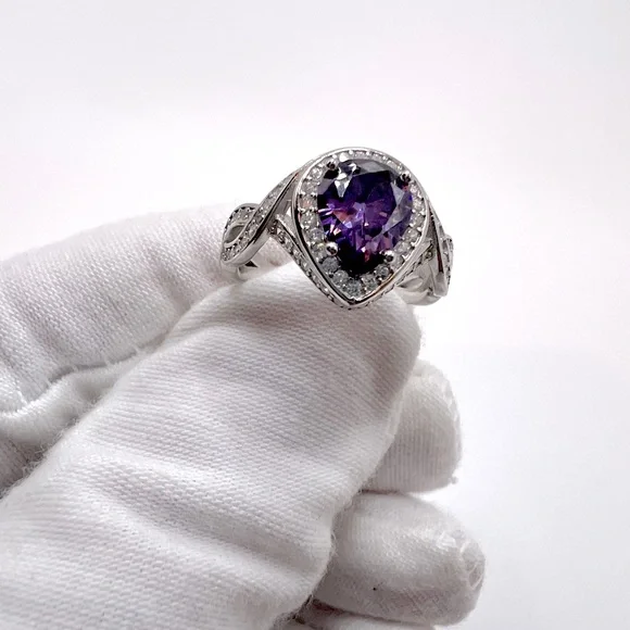 Sale $25 Firm! .925 Sterling Silver Simulated Amethyst Cz Ring - Picture 17 of 17